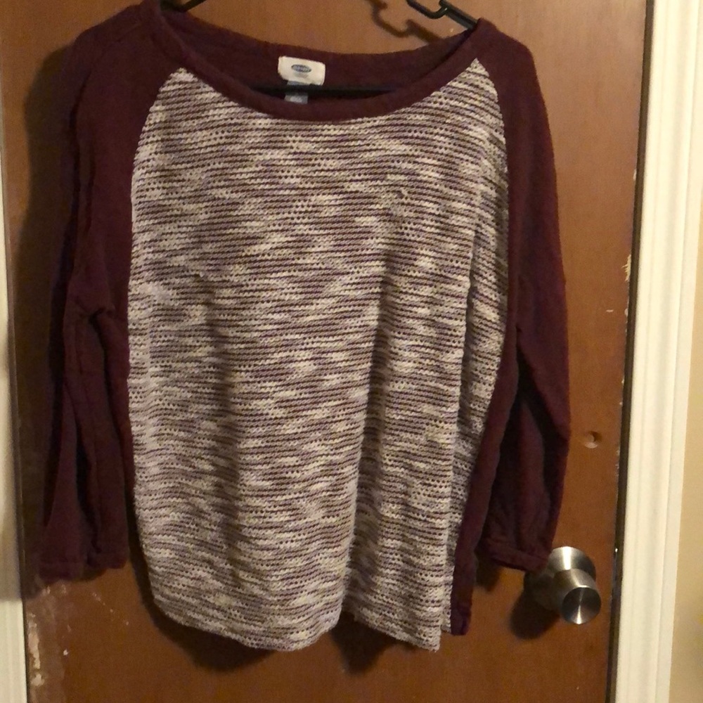 Maroon and white shirt